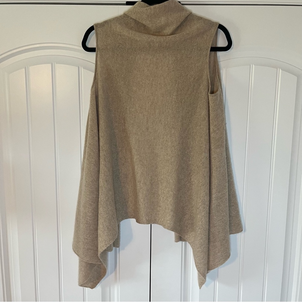 J. McLaughlin Tan Cashmere Sleeveless Cardigan Vest - Picture 5 of 5
